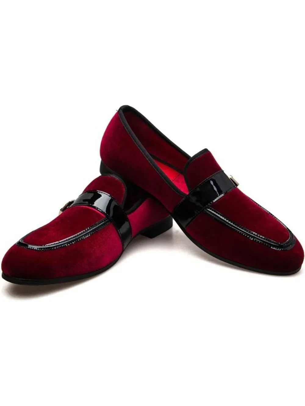 Men's Red Button Moc Toe Bit Loafers Slip On Dress Shoes Classic Party Fashion